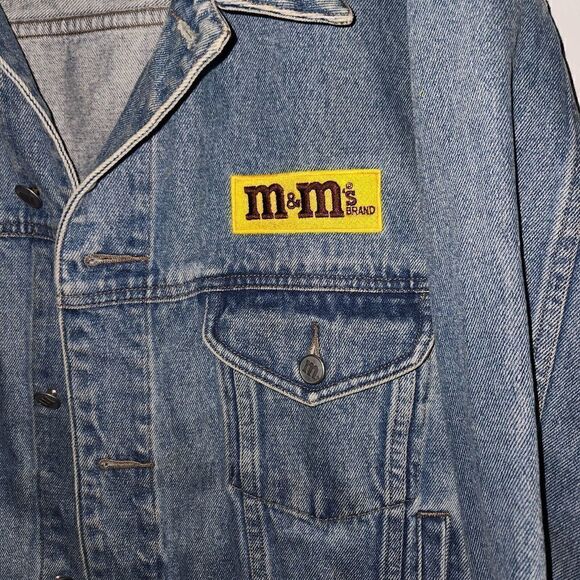 Vintage 90’s Planet Mars Small M&M’s Streetwear Denim Trucker Blue Jean Jacket - Picture 4 of 5